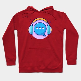 Speech Bubble with Headphones Music Cartoon Vector Icon Illustration Hoodie